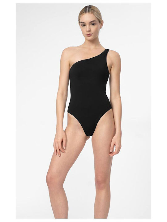 One-Piece Swimsuit with One Shoulder Black