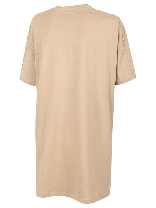 Sommer Mini T-Shirt Kleid Beige