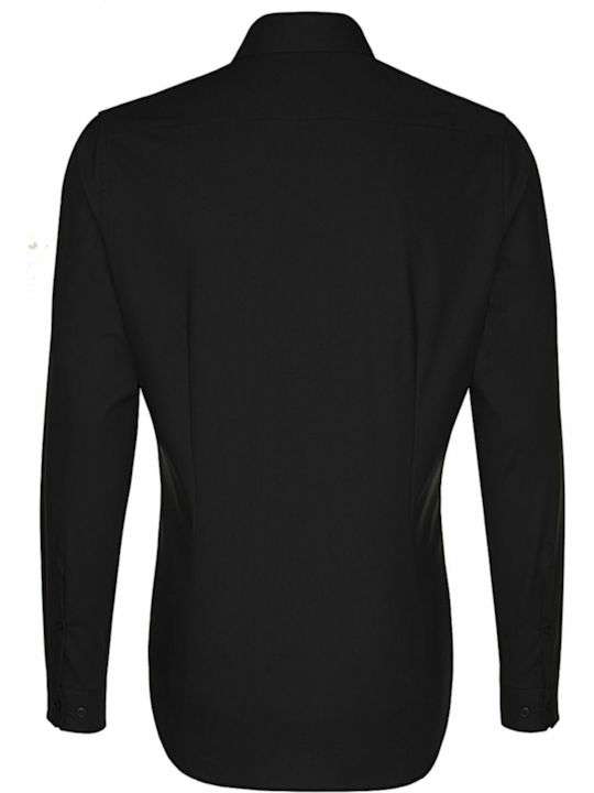 Seidensticker Men's Shirt Long Sleeve Cotton Black