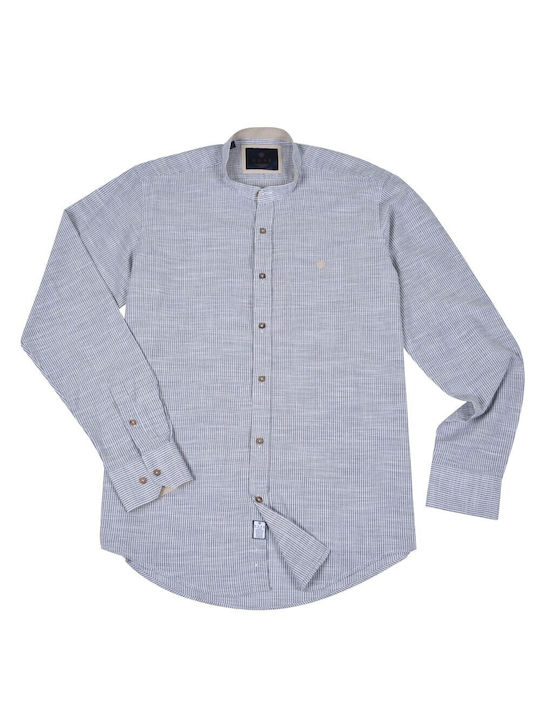 Dors Men's Shirt Long Sleeve Cotton Striped Gray