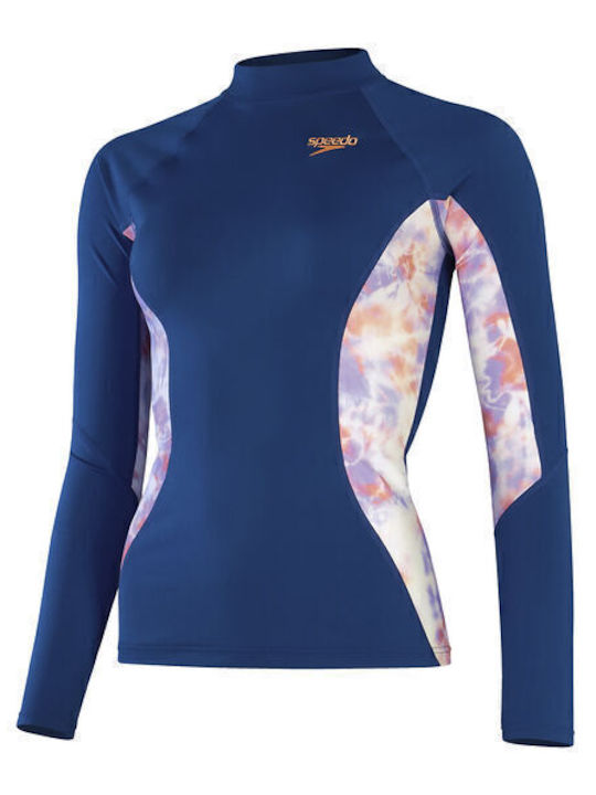 Speedo Printed UPF 40 Women Long Sleeve Sun Protection Shirt Blue