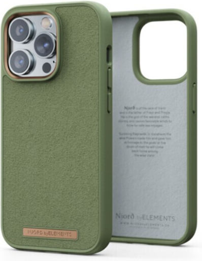 Njord Suede Comfort+ Back Cover Πλαστικό / Υφασμάτινο 2mm Ελαιόλαδο (iPhone 14 Pro)