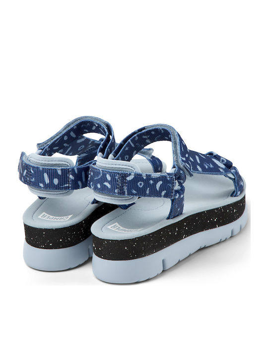 Oruga Up Women's Flat Sandals Sporty Flatforms in Blue Color