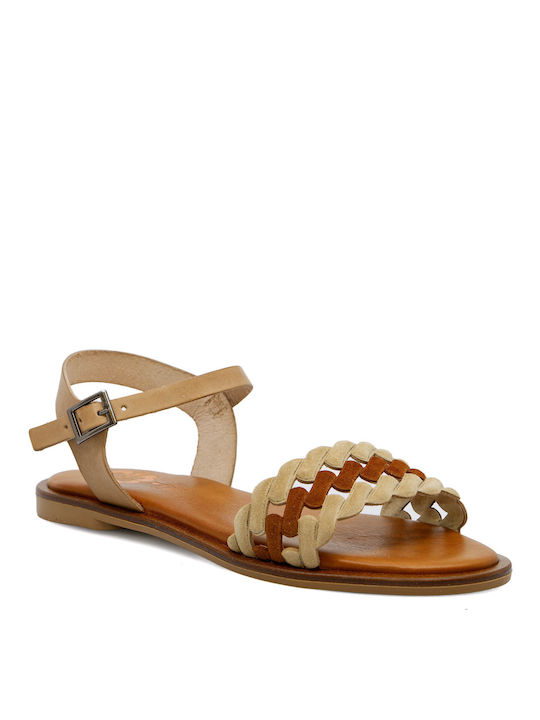 PORRONET WOMEN'S SANDALS-FLAT-CASUAL-EXTRA LIGHT/SOFT-MEMORY FOAM-BEIGE/BEIGE/BEIGE BEAVER WITH SMOOTH LEATHER