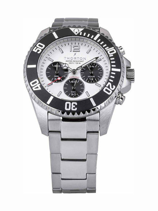 Men's Watch 44mm Battery Chronograph with Silver Steel Bracelet