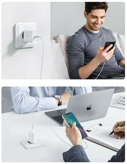 Ugreen Charger with USB-C Port and USB-C - Lightning Cable 20W Power Delivery / Quick Charge 4.0 White (CD137)