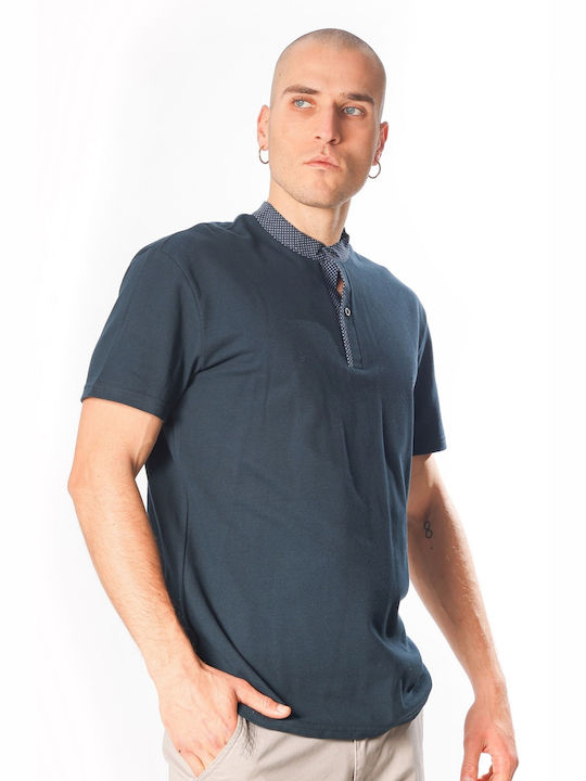 Paco & Co Men's Short Sleeve Blouse with Buttons Navy Blue