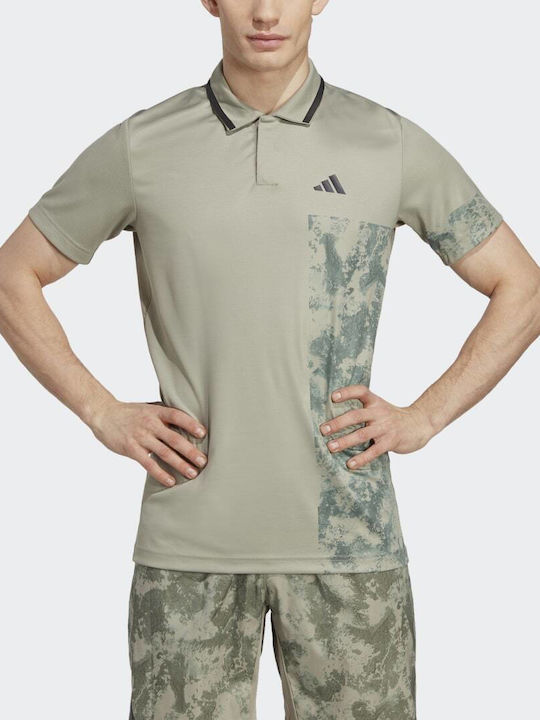 Adidas Tennis Paris Men's Athletic Short Sleeve Blouse Polo Khaki