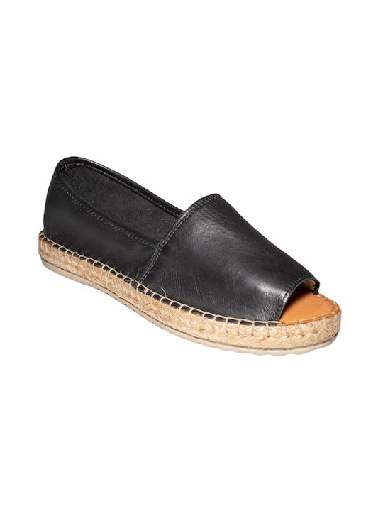 Espadrile de damă din piele neagră MAGO 502