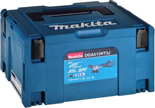 Makita DGA513RT3J Τροχός 125mm Μπαταρίας Brushless με Ρύθμιση Στροφών 3x5Ah