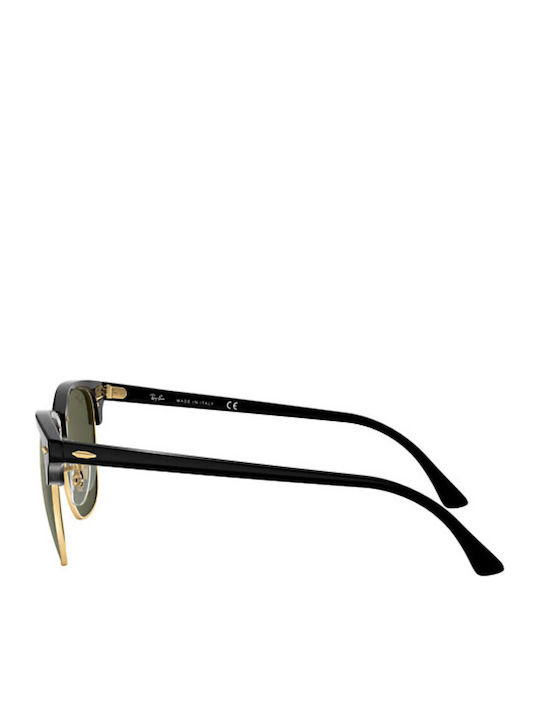 Ray Ban Clubmaster Unisex Sunglasses with Black Plastic Frame and Green Lens RB3016 W0365
