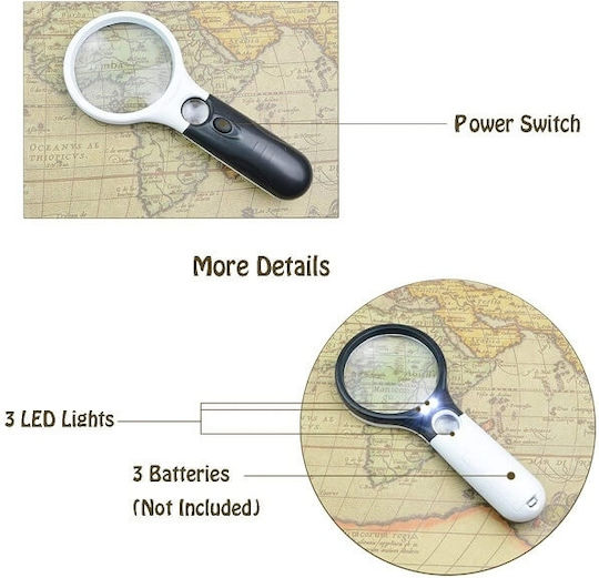 Magnifying Lense with Light 90mm 3 Led 1pcs