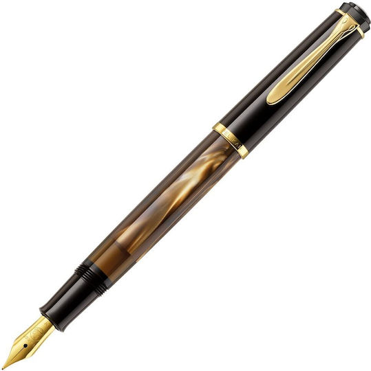 Pelikan M200 Classic Marbled Πένα Γραφής Fine Καφέ από Ατσάλι με Μπλε Μελάνι