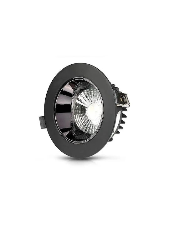 V-TAC Rund Metallisch Einbau Spot mit integriertem LED und Warmweißes Licht Schwarz 16x16cm. 1Stück