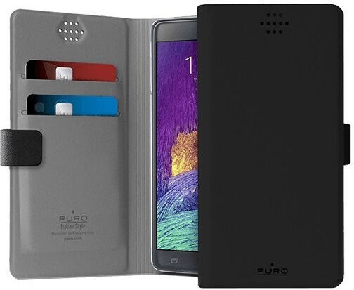 Puro UniWallet Buchhülle bis 4" Schwarz UNIWALLET1BLKM