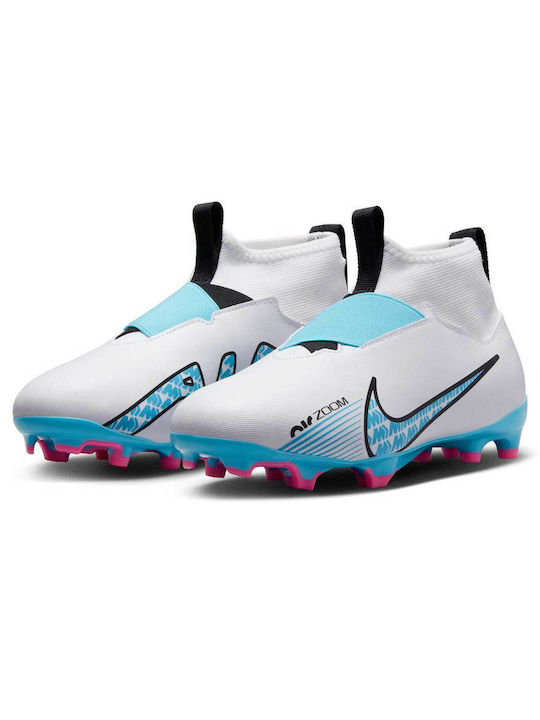 Παιδικά Ποδοσφαιρικά Παπούτσια Ψηλά Zoom Superfly 9 με Τάπες και Καλτσάκι Χωρίς Κορδόνια White / Blue