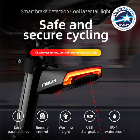 GloboStar 86050 Rechargeable Rear Bicycle Light Wireless LED