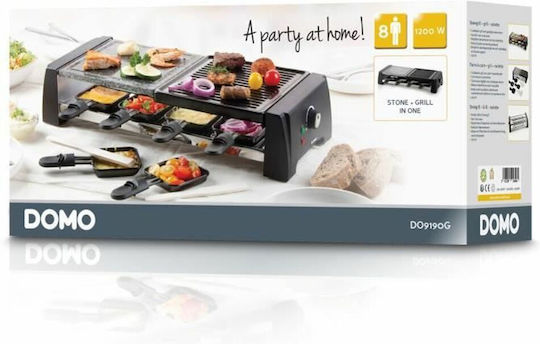 Domo Επιτραπέζια Ηλεκτρική Ψησταριά Raclette Αυλακωτής Πλάκας 1200W με Ρυθμιζόμενο Θερμοστάτη 52x20εκ.