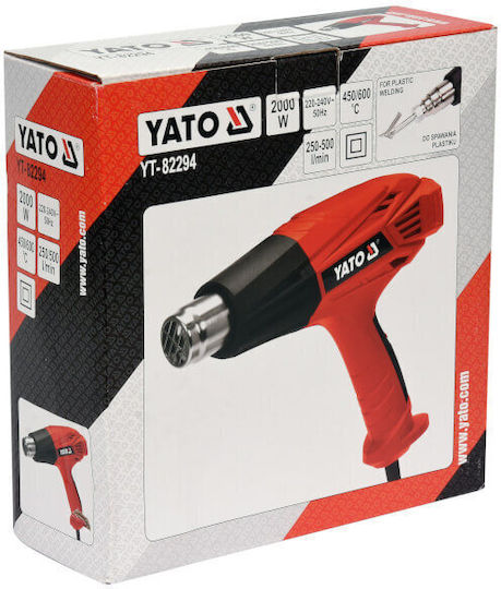 Yato YT-82294 Πιστόλι Θερμού Αέρα 2000W με Ρύθμιση Θερμοκρασίας εως και 600°C