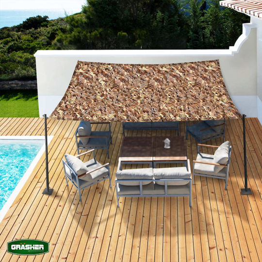 Grasher Rechteckig Tarnnetz Beige mit PU-Beschichtung 3x4m 180gr/m²