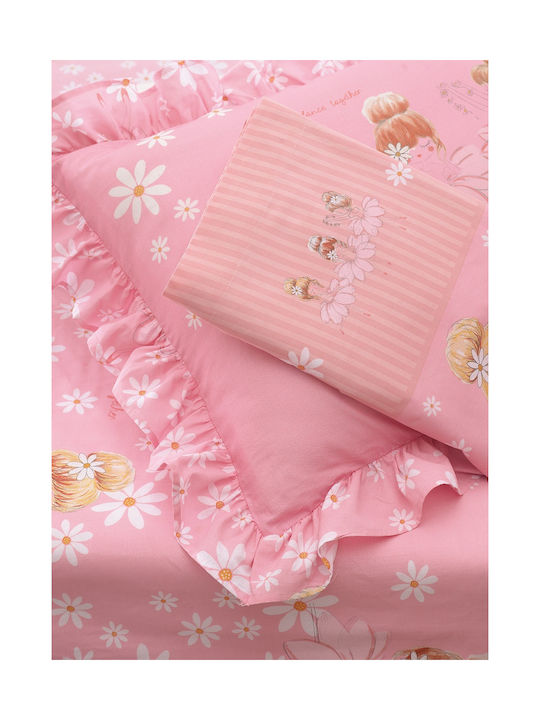Makis Tselios Home Sheet Set Single Fitted Cotton Dance Pink 105x205cm 3pcs