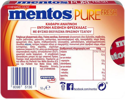 Mentos 12 Pure Fresh mit Geschmack Zimt mit Grüntee-Extrakt Ohne Zuckerzusatz 1Stück 18gr