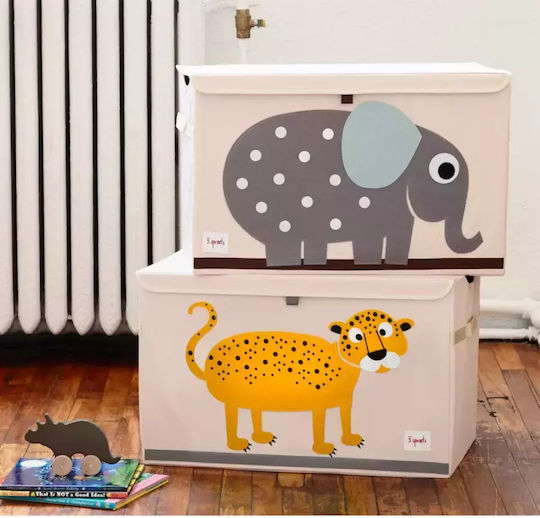 3 Sprouts din Țesătură Leopard Portocaliu 61x37x38cm 1buc