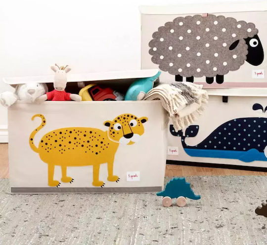3 Sprouts din Țesătură Leopard Portocaliu 61x37x38cm 1buc