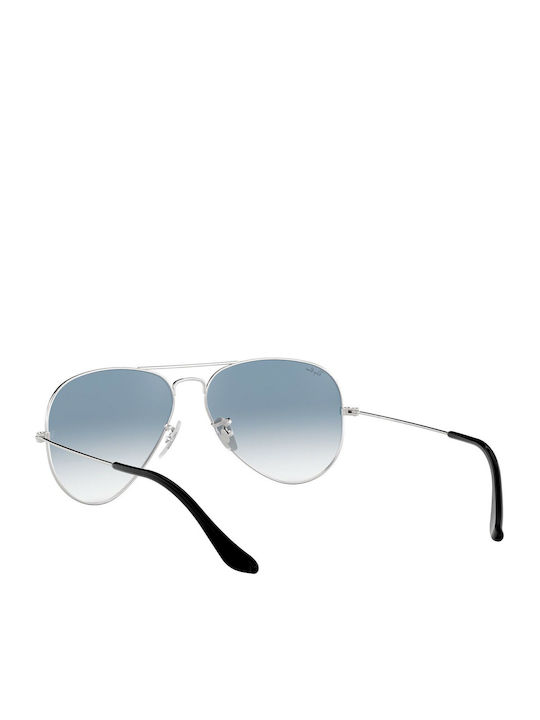 Ray Ban Aviator Unisex Sunglasses with Silver Metal Frame and Blue Gradient Mirror Lens RB3025 003/3F