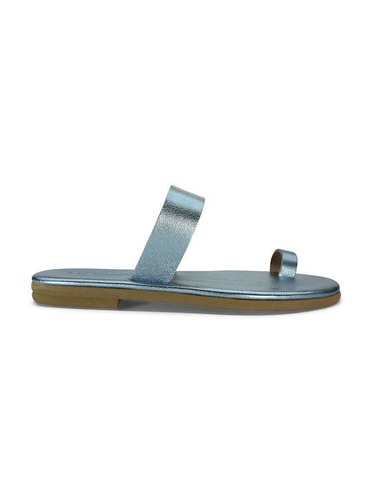 Women's anatomic leather sandal in light blue color