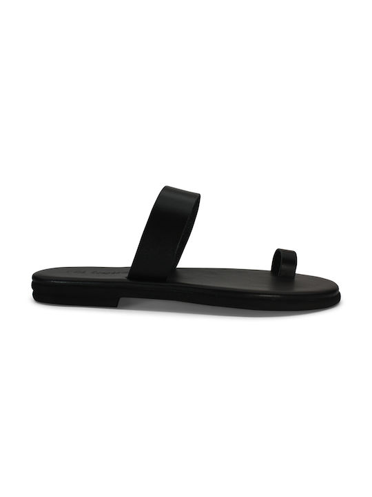 Women's anatomic leather sandal in black color