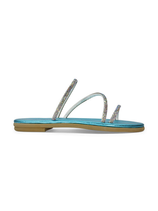 Women's anatomic leather sandal in turquoise color