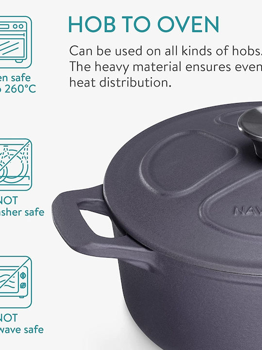 Navaris Deep Pot made of Cast Iron 3.5lt / 24cm
