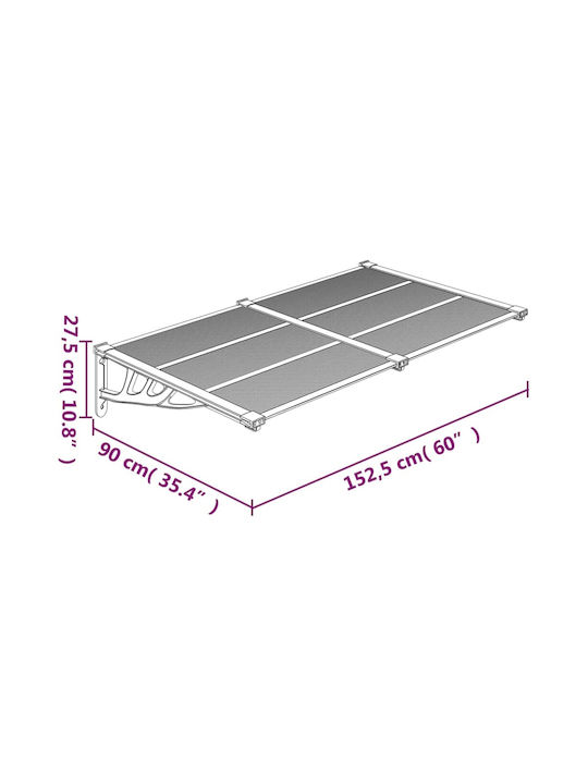 vidaXL Polycarbonate Canopy Roof W152.5xL90cm