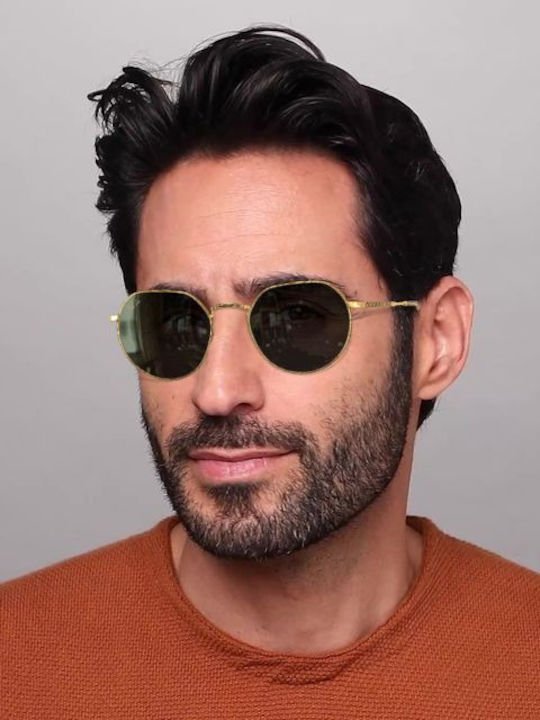 Ray Ban Jack Unisex Sonnenbrille mit Gold Metall Gestell und Grün Linse RB3565 919631