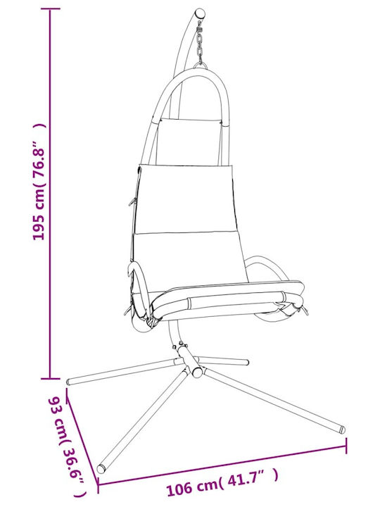 Leagăn fotoliu cu bază și pernă Metal Negru Rezistență până la 110kg L106xL93xH195cm