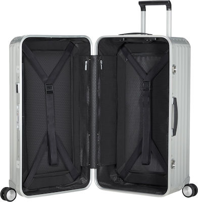 Samsonite Large Travel Suitcase Hard Silver with 4 Wheels Height 80cm.