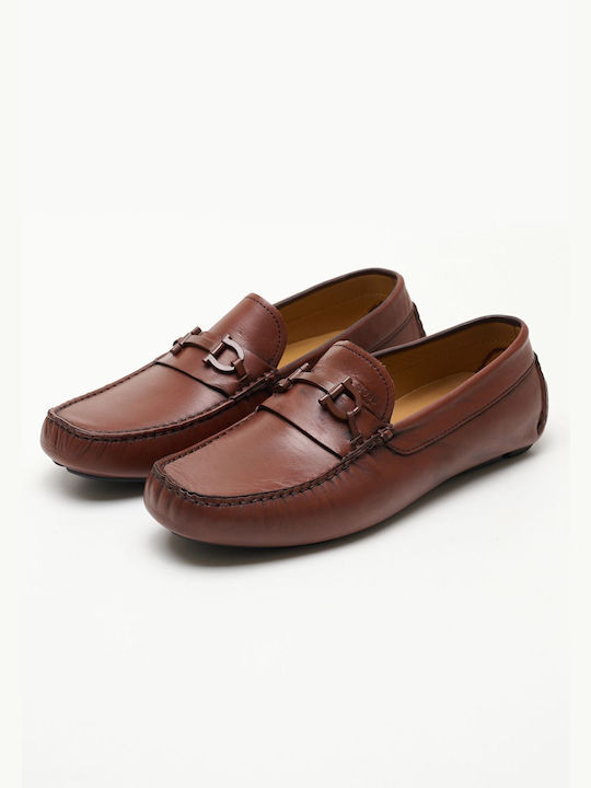 Boss Shoes Men's Leather Moccasins Brown Paris