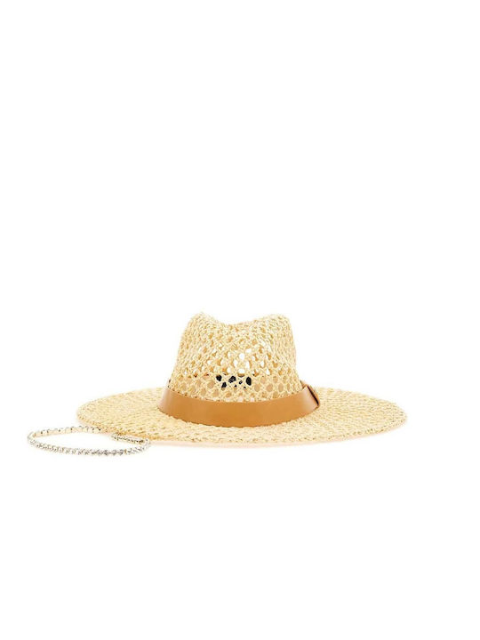 Guess Γυναικείο Ψάθινο Καπέλο Fedora Μπεζ