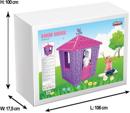 Pilsan Plastic Kids Playhouse Light Blue Stone 114x114x151cm