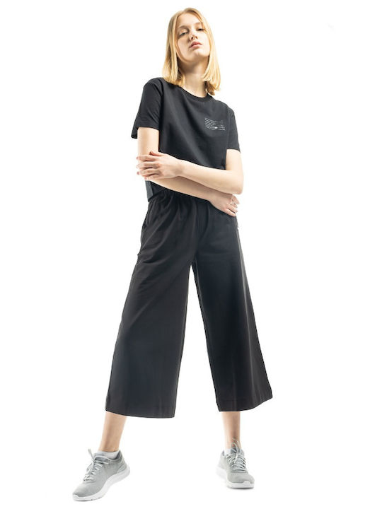 Women's Athletic Crop Top Short Sleeve Black