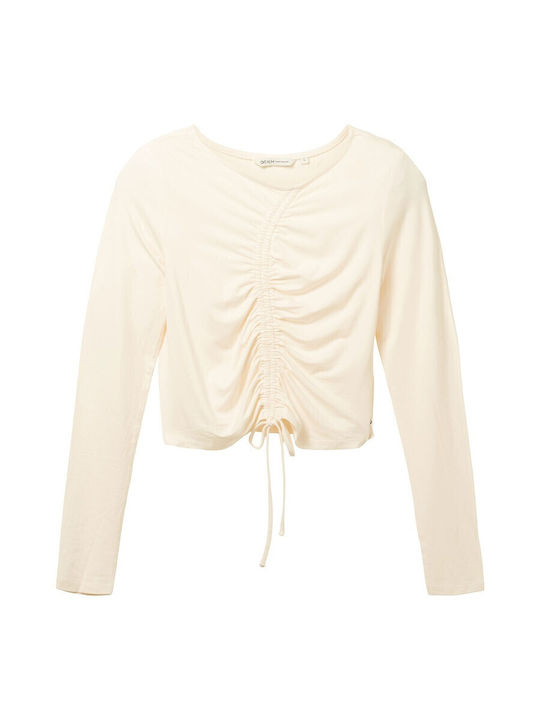 Women's Summer Blouse Cotton Long Sleeve Off White