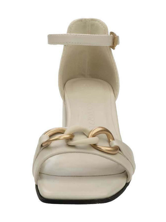 Leder Sandalen Anatomisch Cream Gold