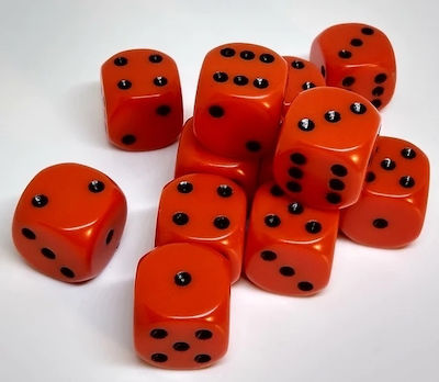 Chessex Opaque Dice D6 Orange /Black 12pcs 25603