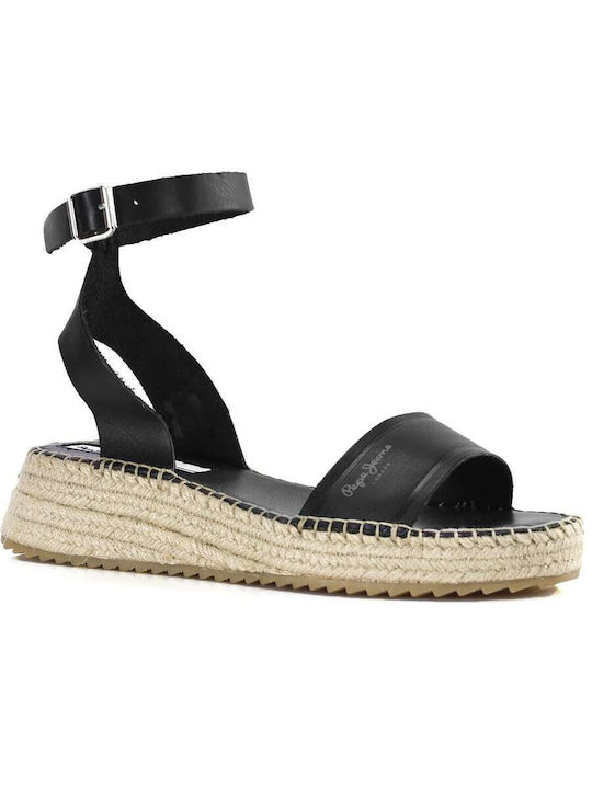 Pepe Jeans Women's Flat Sandals with Strap in Black Color