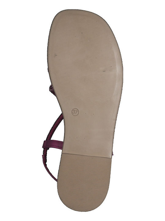 Leather Women's Flat Sandals in Purple Color