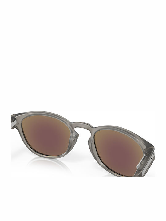 Oakley Latch Men's Sunglasses with Gray Plastic Frame and Blue Polarized Mirror Lens OO9265-32