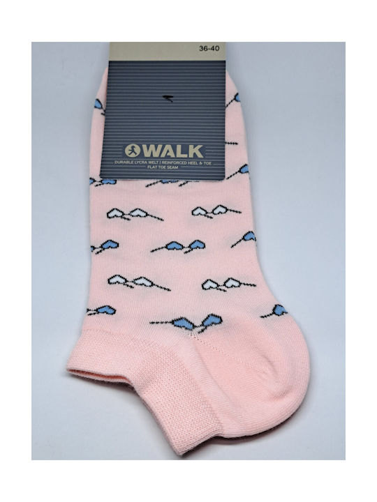 Walk Damen Gemusterte Socken Rosa 1Pack