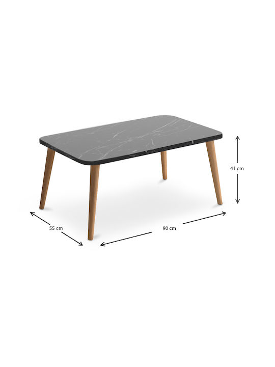 Rechteckiger Zentraler Kaffeetisch Soul Holz Schwarz M90xL55xH41cm Megapap