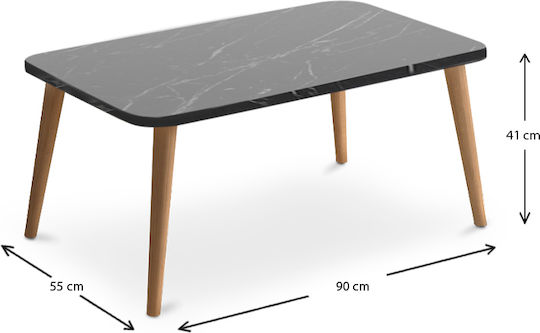 Rechteckiger Zentraler Kaffeetisch Soul Holz Schwarz M90xL55xH41cm Megapap